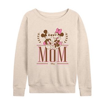 Disney's Mickey & Minnie Mouse Women's Mom Collegiate French Terry Long Sleeve Tee