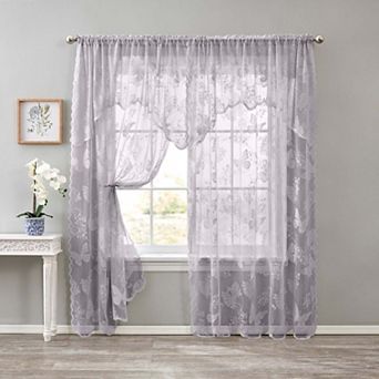 BrylaneHome Ella Lace Romantique Curtain