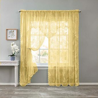 BrylaneHome Ella Lace Romantique Curtain