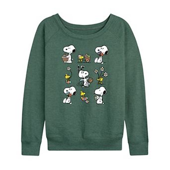 Women's Peanuts Spring Pattern French Terry Long Sleeve Tee