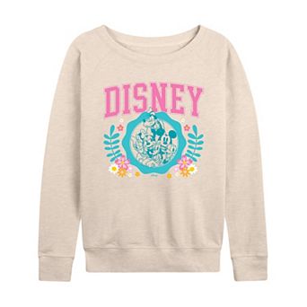 Disney's Mickey Mouse & Friends Women's Spring Collegiate French Terry Long Sleeve Tee
