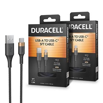 Duracell 2 pack USB-A to USB-C 5 ft. Cable Set