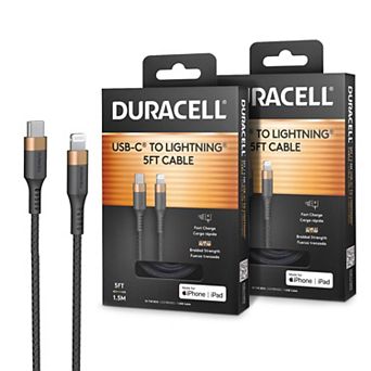 Duracell 2 pack USB-C to Lightning 5 ft. Cable Set