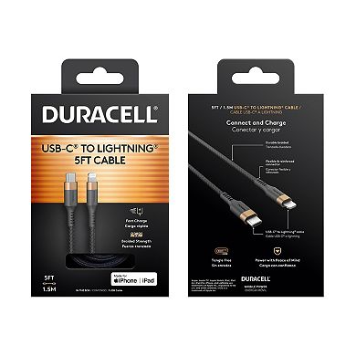 Duracell 2 pack USB-C to Lightning 5 ft. Cable Set