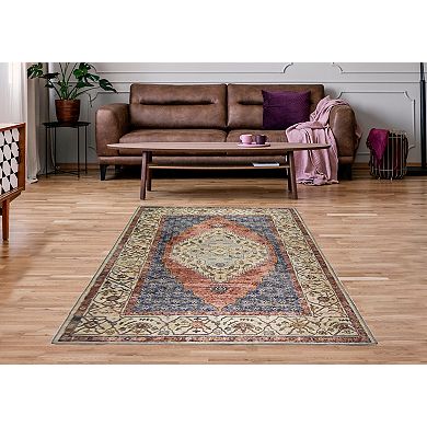 L'Baiet Rachel Multicolor Traditional Washable Area or Throw Rug