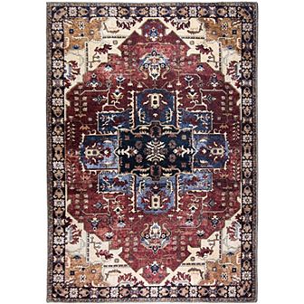 L'Baiet Monica Red Distressed Washable Area or Throw Rug