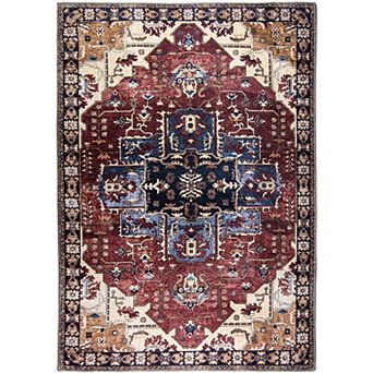 L'Baiet Monica Red Distressed Washable Area or Throw Rug