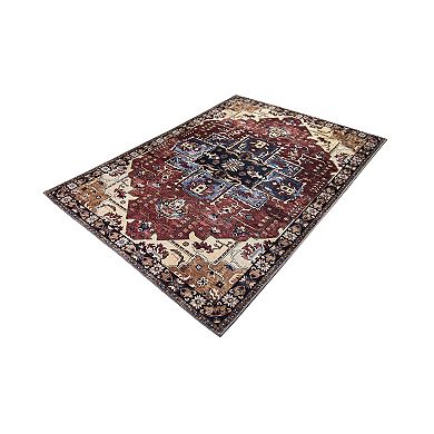L'Baiet Monica Red Distressed Washable Area or Throw Rug