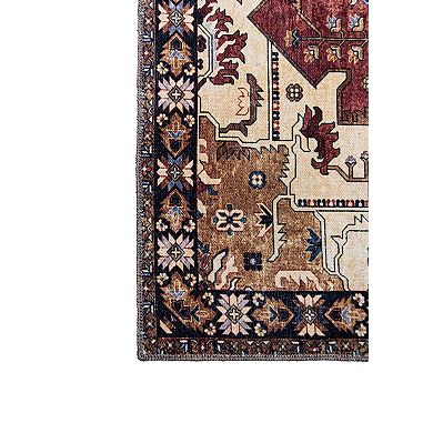 L'Baiet Monica Red Distressed Washable Area or Throw Rug