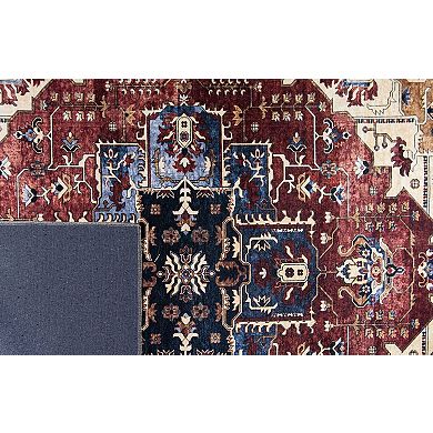 L'Baiet Monica Red Distressed Washable Area or Throw Rug