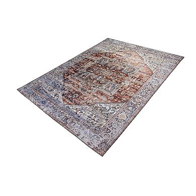 L'Baiet Sasha Coral Distressed Washable Area or Throw Rug