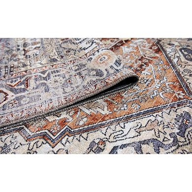 L'Baiet Sasha Coral Distressed Washable Area or Throw Rug