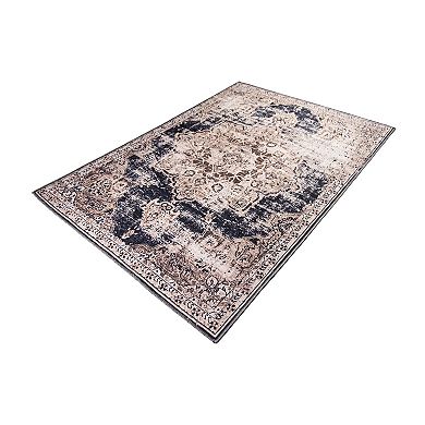 L'Baiet Cameron Ivory Distressed Washable Area or Throw Rug