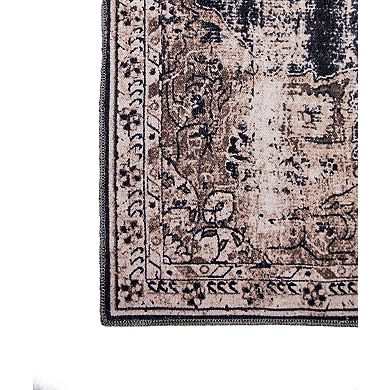 L'Baiet Cameron Ivory Distressed Washable Area or Throw Rug