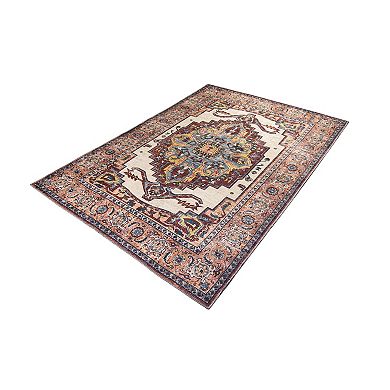 L'Baiet Jessie Brick Red Traditional Washable Area or Throw Rug