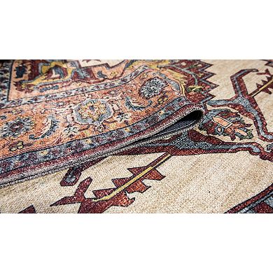 L'Baiet Jessie Brick Red Traditional Washable Area or Throw Rug