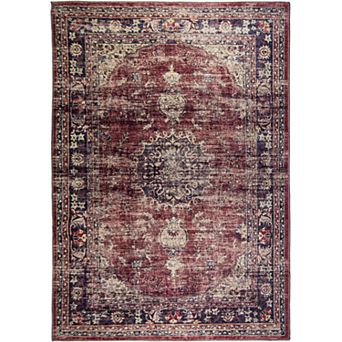 L'Baiet Angeline Red Distressed Washable Area or Throw Rug