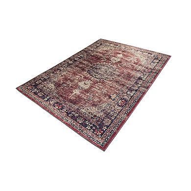 L'Baiet Angeline Red Distressed Washable Area or Throw Rug