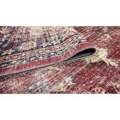 L'Baiet Angeline Red Distressed Washable Area or Throw Rug