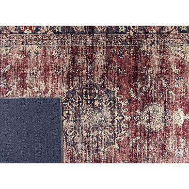 L'Baiet Angeline Red Distressed Washable Area or Throw Rug
