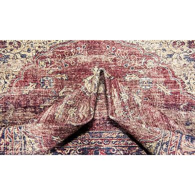 L'Baiet Angeline Red Distressed Washable Area or Throw Rug
