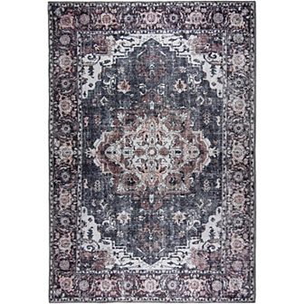 L'Baiet Scarlett Grey Distressed Washable Area or Throw Rug