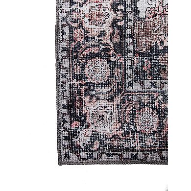 L'Baiet Scarlett Grey Distressed Washable Area or Throw Rug