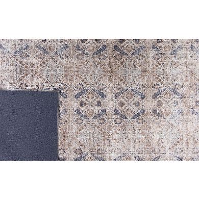 L'Baiet Jasmine Grey Distressed Washable Area or Throw Rug