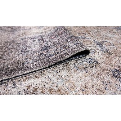 L'Baiet Jasmine Grey Distressed Washable Area or Throw Rug