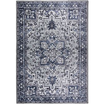 L'Baiet Lyla Blue Traditional Washable Area or Throw Rug