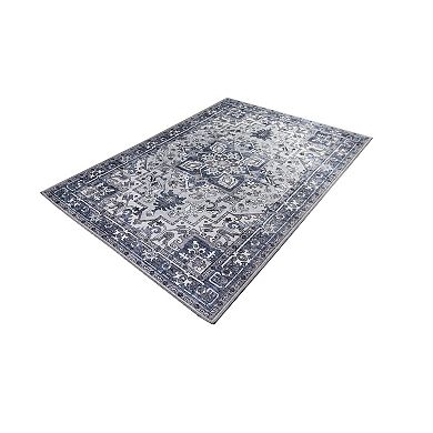 L'Baiet Lyla Blue Traditional Washable Area or Throw Rug