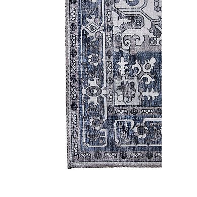 L'Baiet Lyla Blue Traditional Washable Area or Throw Rug