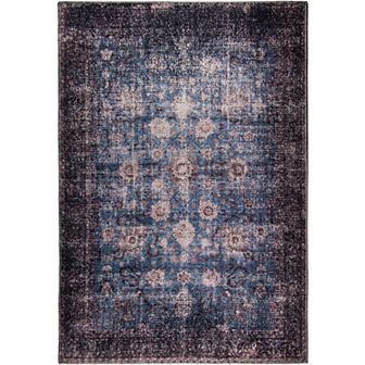 L'Baiet Amelie Blue Distressed Washable Area or Throw Rug