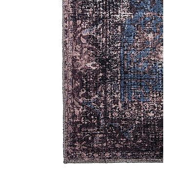 L'Baiet Amelie Blue Distressed Washable Area or Throw Rug