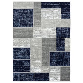 L'Baiet Blue Geometric Runner, Throw Rug or Area Rug