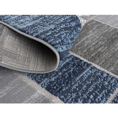 L'Baiet Blue Geometric Runner, Throw Rug or Area Rug