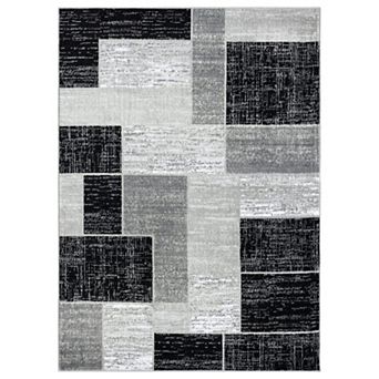L'Baiet Verena Black Geometric Area or Throw Rug