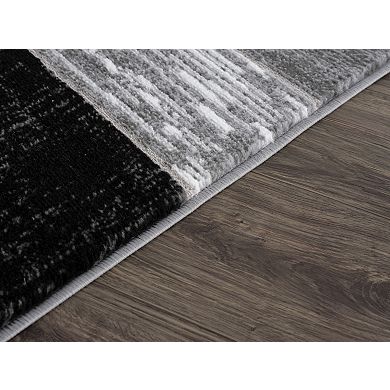 L'Baiet Verena Black Geometric Area or Throw Rug