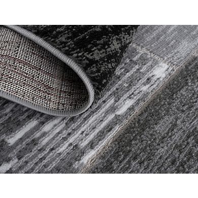 L'Baiet Verena Black Geometric Area or Throw Rug