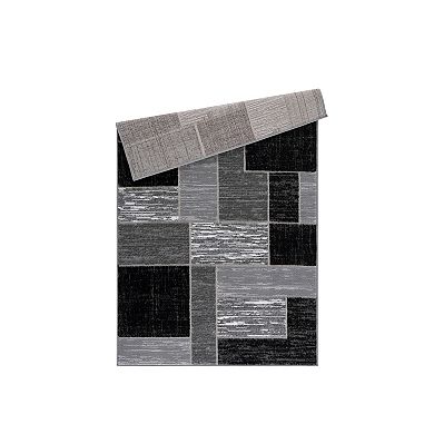 L'Baiet Verena Black Geometric Area or Throw Rug