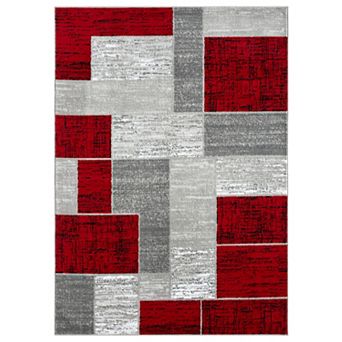 L'Baiet Verena Red Geometric Area or Throw Rug