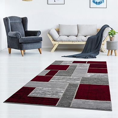 L'Baiet Verena Red Geometric Area or Throw Rug