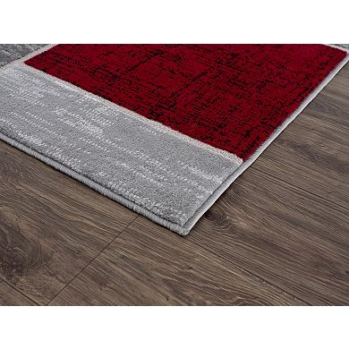 L'Baiet Verena Red Geometric Area or Throw Rug