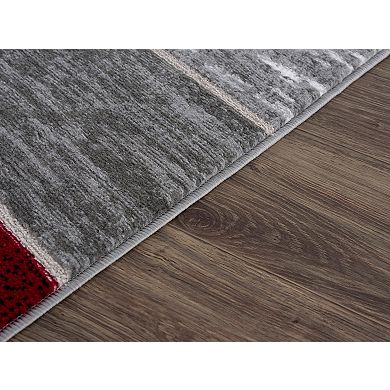 L'Baiet Verena Red Geometric Area or Throw Rug