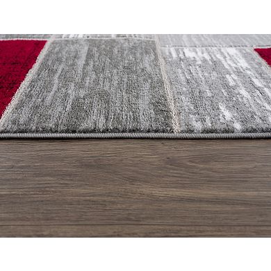 L'Baiet Verena Red Geometric Area or Throw Rug