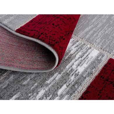 L'Baiet Verena Red Geometric Area or Throw Rug