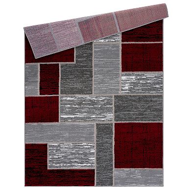 L'Baiet Verena Red Geometric Area or Throw Rug