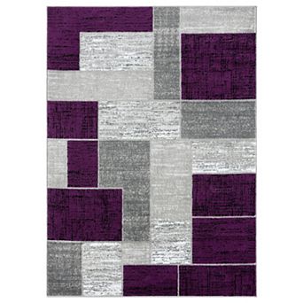 L'Baiet Verena Purple Geometric Area or Throw Rug