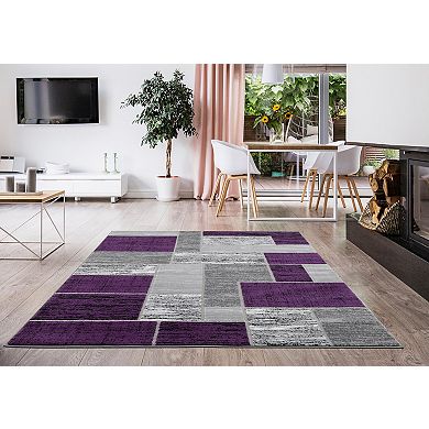 L'Baiet Verena Purple Geometric Area or Throw Rug