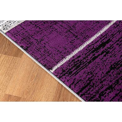 L'Baiet Verena Purple Geometric Area or Throw Rug
